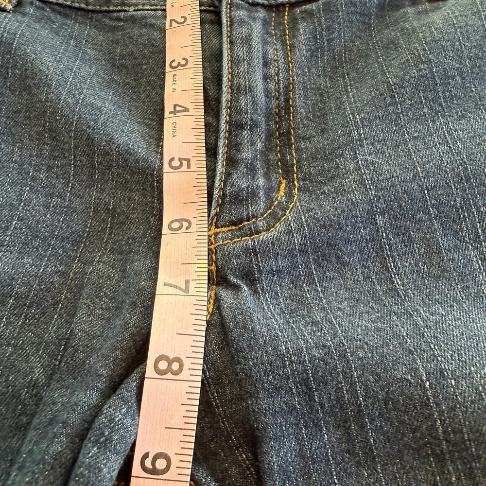 Michael Kors‎ Womens Bootcut Stretch Jeans Dark Wash Embroidered Pockets Size 12